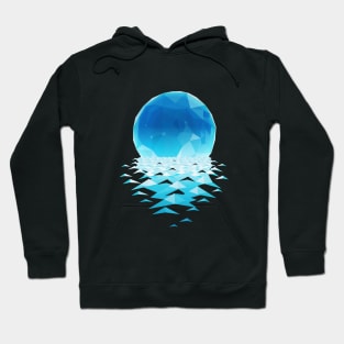 The moon is reflected in the water at night. polygonal Hoodie